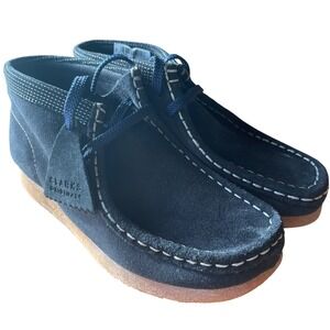 Clarks Original Kids Wallabee Boot O Sz 1.5 W Navy Blue Suede New Without Tags